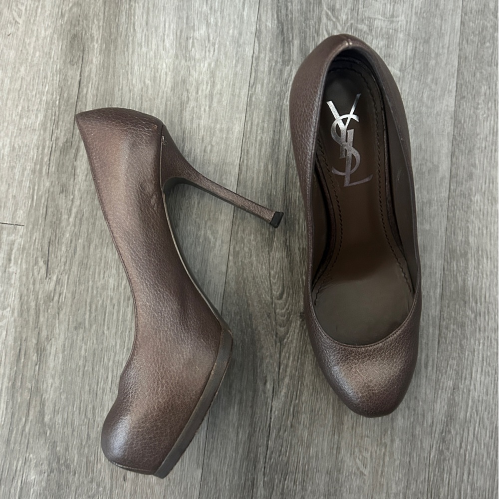 YSL BROWN LEATHER PUMPS